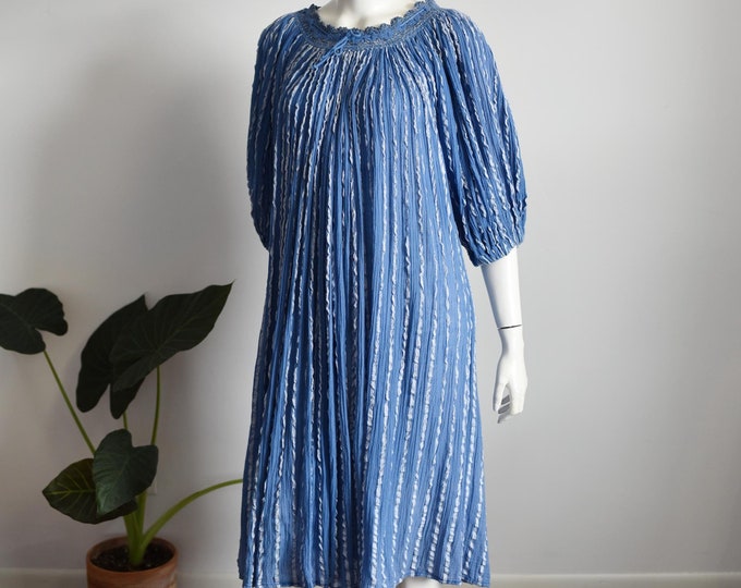 70s Grecian Blue Gauze Dress - S/M/L
