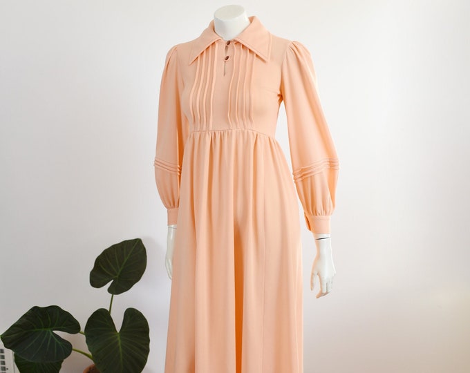 1970s Handmade Peach Maxi Dress - XXS