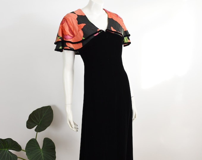 1970s Young Innocent by Arpeja Velvet Maxi Dress - XS