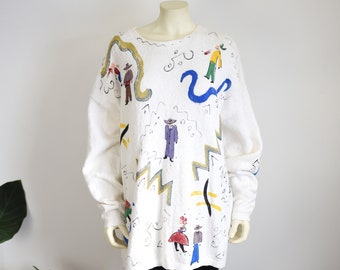 80s Handpainted Novelty Sweater - L/XL