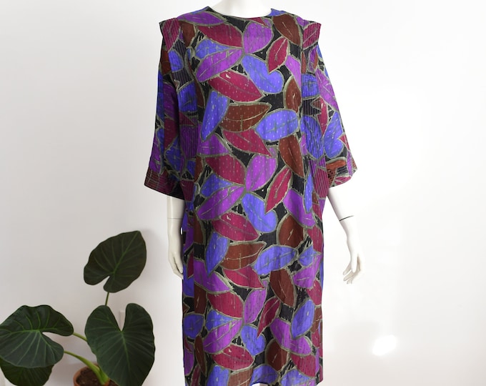 1980s Purple Silky Dress - M/L