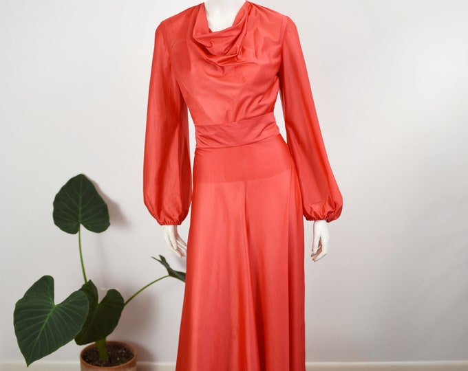 1970s Red Nylon Disco Pantsuit - S/M