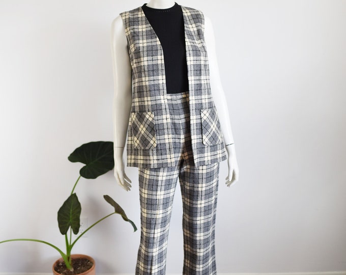 Pendleton 1970s Plaid Vest and Pants - S