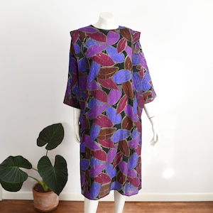 1980s Purple Silky Dress - M/L