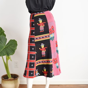 1970s Alley Cat by Betsey Johnson Knit Skirt Happy Family - XS/S