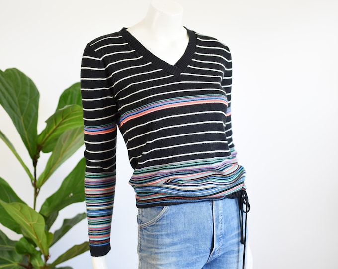 1970s Striped Acrylic Sweater - S