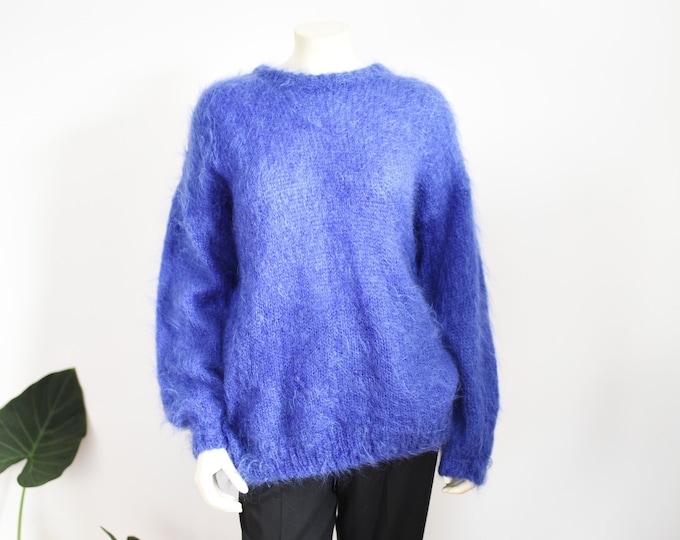 1980s Blue Mohair Sweater - L