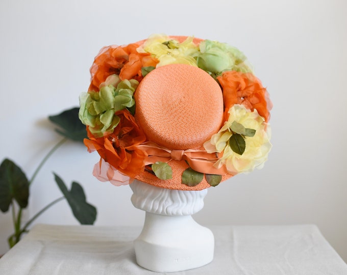 1950s Orange Flower Sunhat