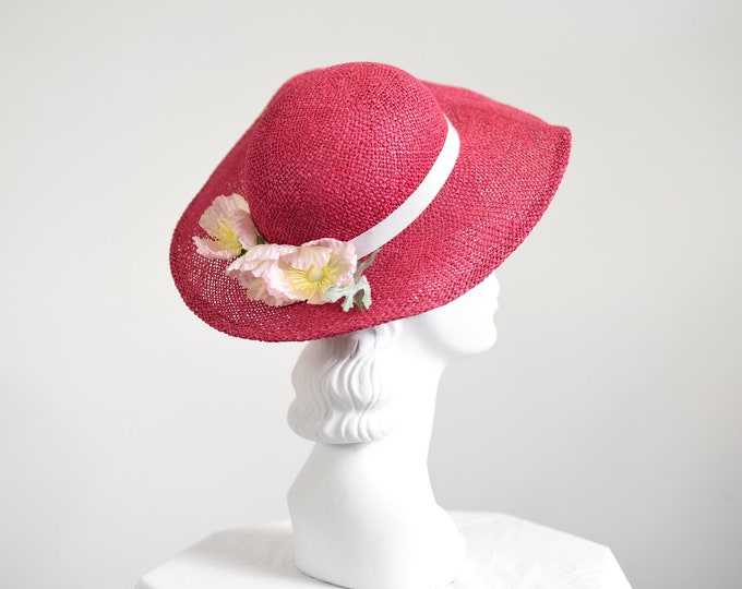 SALE 1980s Pink Liz Claiborne Sunhat