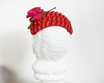 50s Red Rose Headband Hat