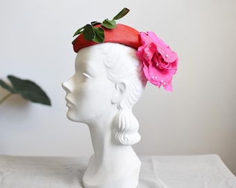 Jack McConnell Boutique Red Hat with huge Rose