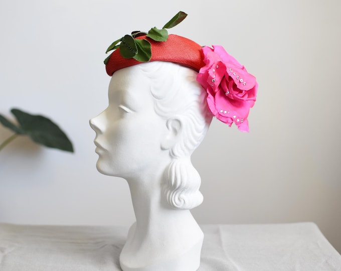 Jack McConnell Boutique Red Hat with huge Rose