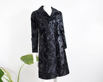 1960s Textured Black Velvet Coat - XS