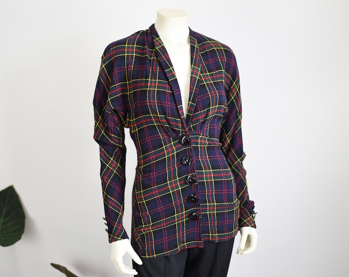 90s The Limited Plaid Rayon Blouse - XS/S