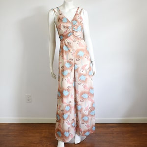 1970s Art Deco Polyester Jumpsuit - XS/S