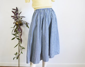 1950s Cotton Patterned Skirt - XXS