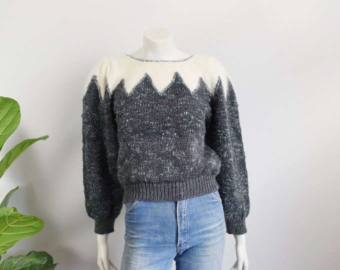 1980s Angora Neckline Sweater - S/M