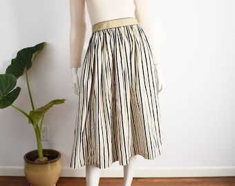 1950s Cotton Striped Skirt - S