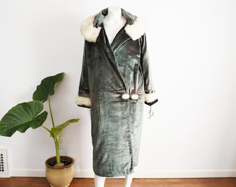 1920s Green Velvet Coat - M/L