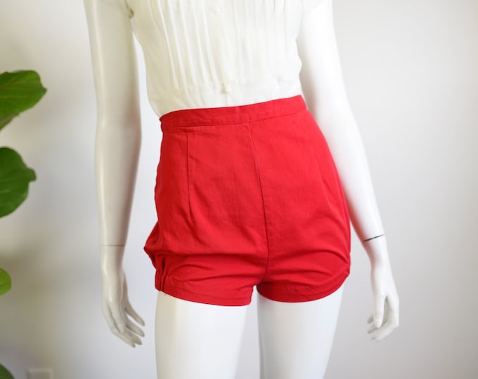 1950s Red Cotton Shorts - S