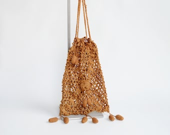 Edwardian Golden Brown Crochet Purse