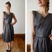 1960s Black and Silver Metallic Party Dress - S