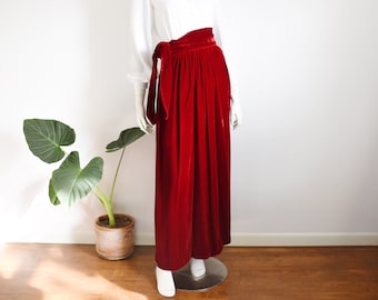 1960s Red Velvet Maxi Skirt - XS