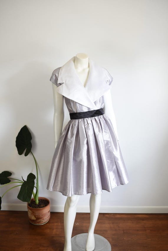 1980s Silver Party Dress - M