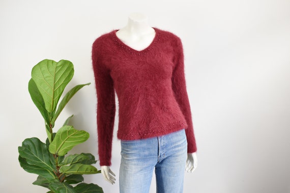 2000s Maroon Angora Sweater - S
