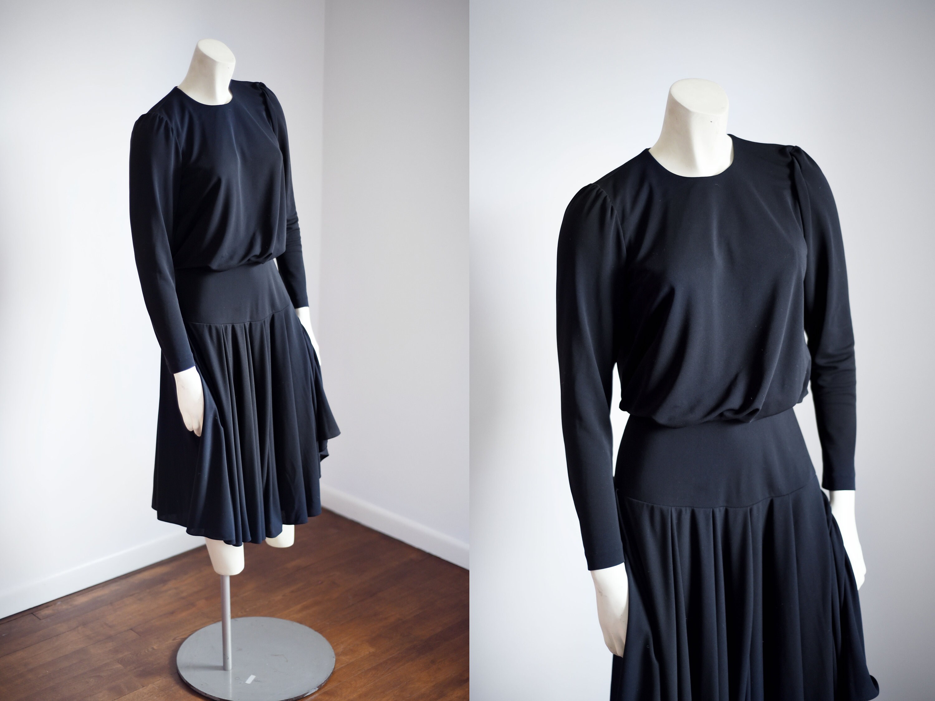 80s Black Ricki Lang Cocktail Dress - XS