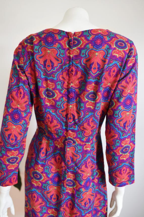 1960s Psychedelic Paisley Dress - M - image 8