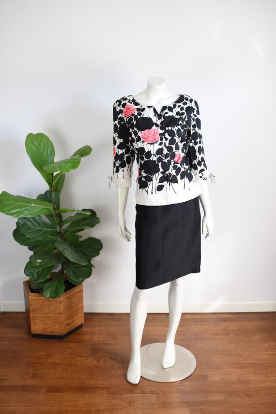 SALE 1990s Maggy London Rose Silk Suit - M/L