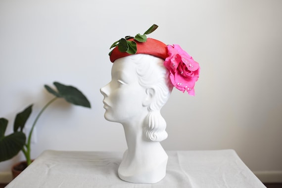 Jack McConnell Boutique Red Hat with huge Rose
