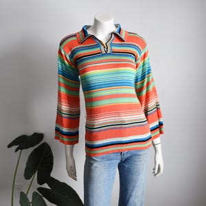 1970s Coral Striped Sweater - S