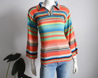 1970s Coral Striped Sweater - S