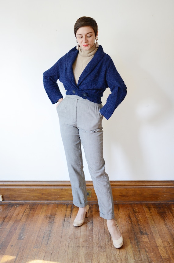 1950s Navy Wool Cropped Jacket - S/M