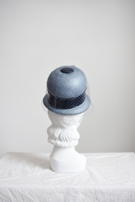 1960s Blue Straw Bubble Hat - image 2