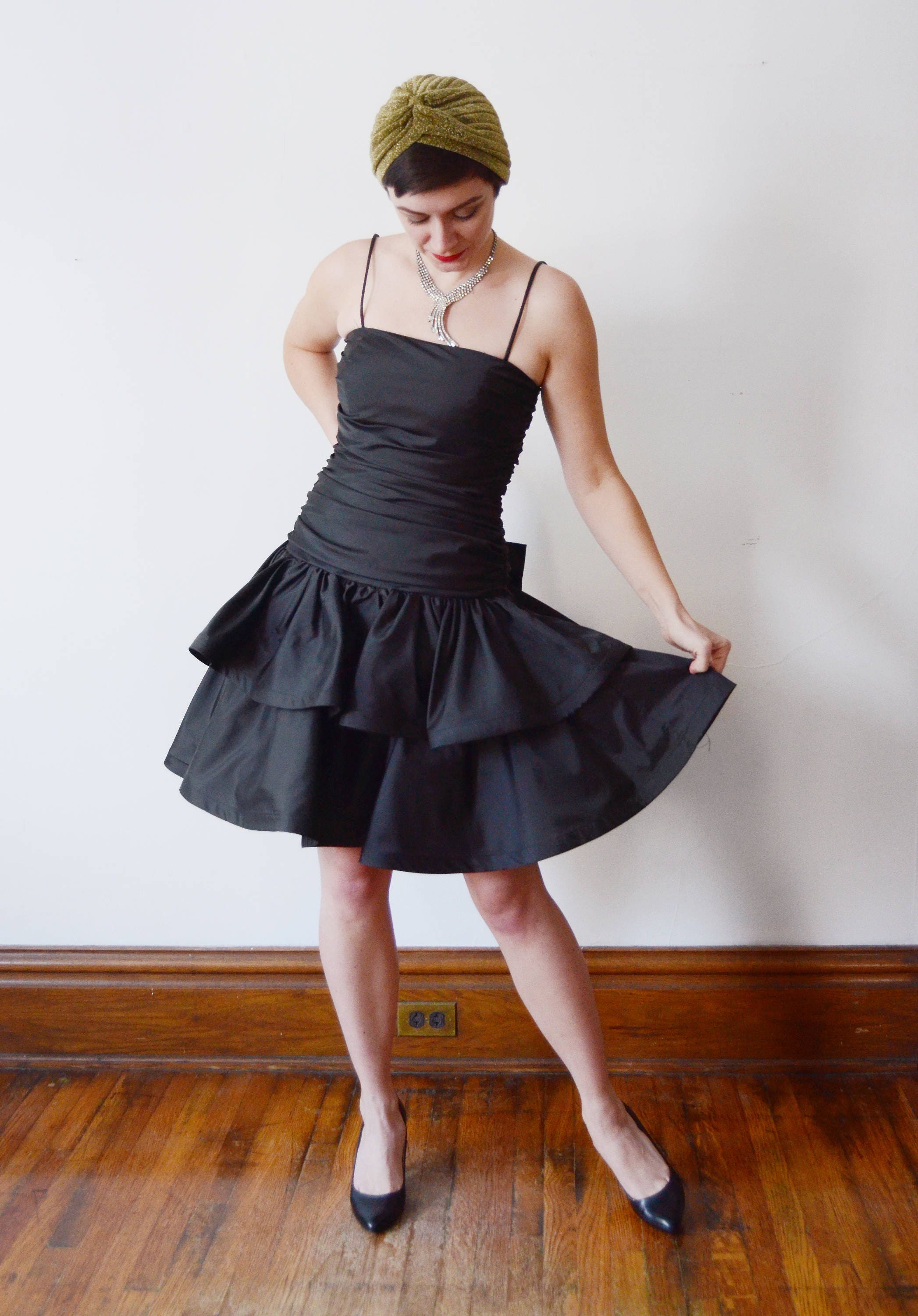 1980s-black-ruffled-party-dress-s