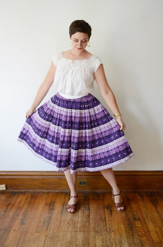 1950s Purple Pleated Skirt - XS/S - image 8