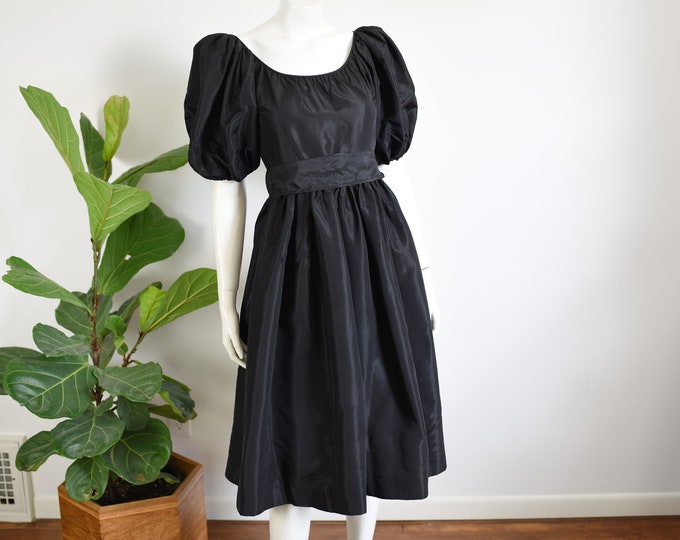 Albert Capraro Black Puff Sleeve Party Dress - XS/S
