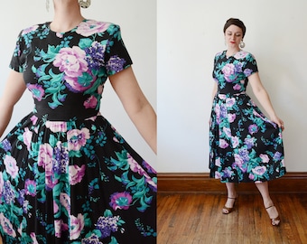 90s Vintage Knit Floral Midi Dress EXPO 
