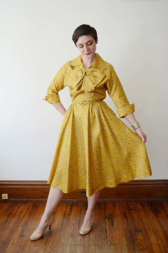 1950s Yellow Party Dress - S/M