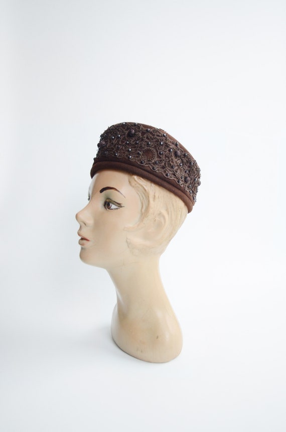 1950s/1960s Brown Pillbox Hat - image 5