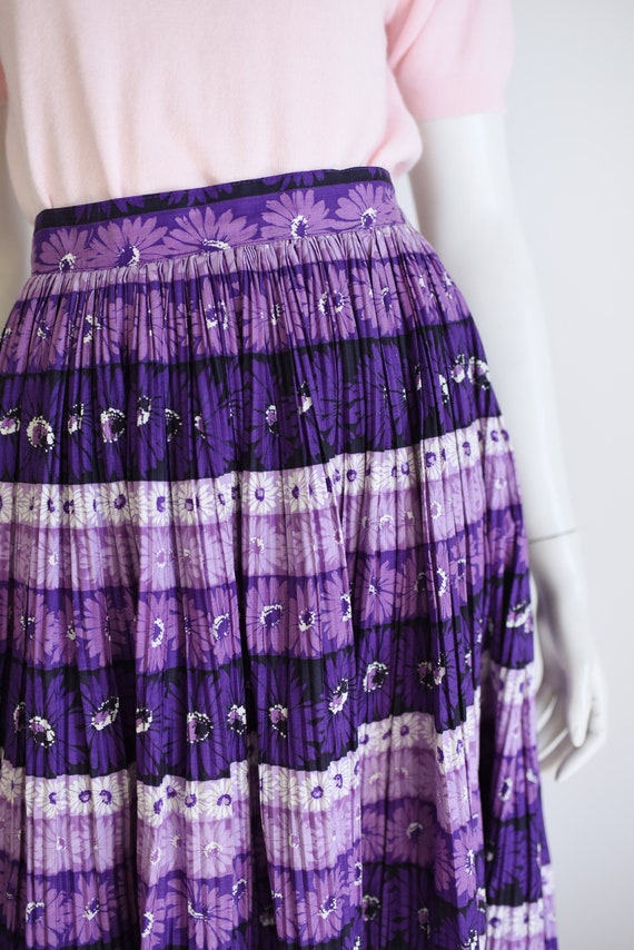 1950s Purple Pleated Skirt - XS/S - image 3