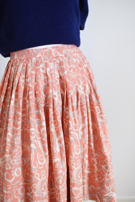 1960s Pink Floral Circle Skirt - XS - image 3