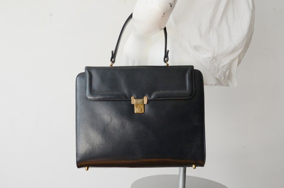 1970s Leather Briefcase Style Purse