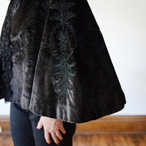 Edwardian Velvet and Curly Lamb Cape OSFM image 7