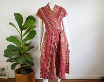 Late 1940s Deadstock Ty-Wrap Dress by Swirl - S