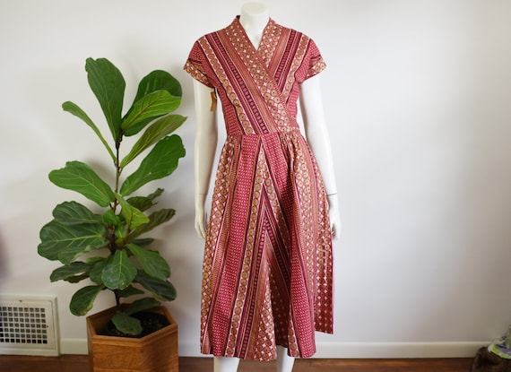 Late 1940s Deadstock Ty-Wrap Dress by Swirl - S