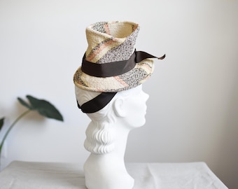 1940s Plaid Tilt Top Hat